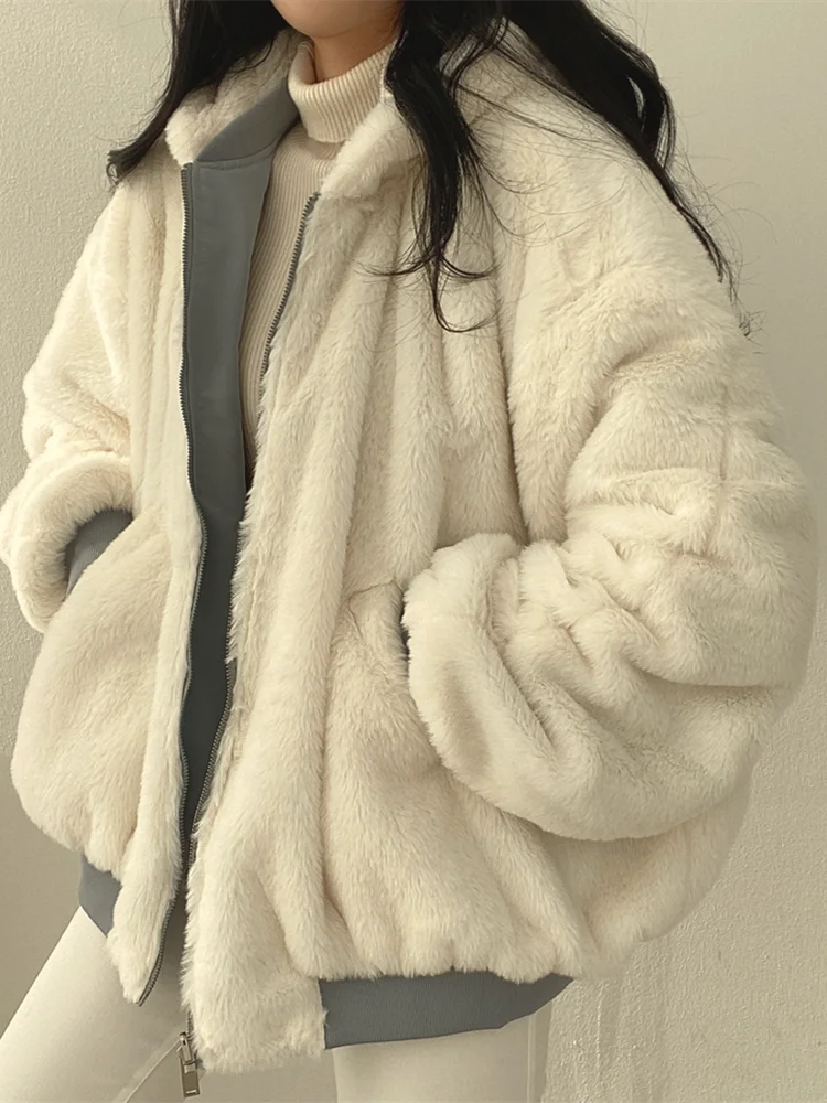 Women's Puffer Jacket Teddy Fleece Warm
