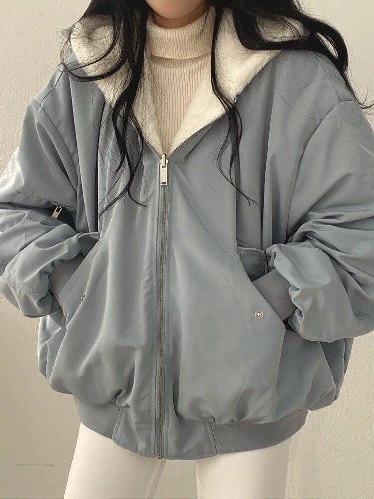 Women's Puffer Jacket Teddy Fleece Warm