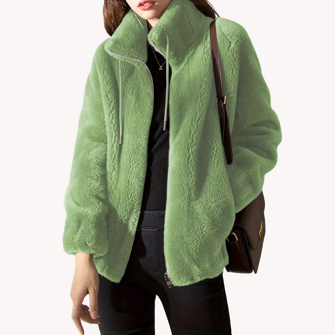 Fashionable Women's Faux Fur Jacket with Zipper