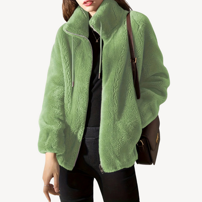 Fashionable Women's Faux Fur Jacket with Zipper