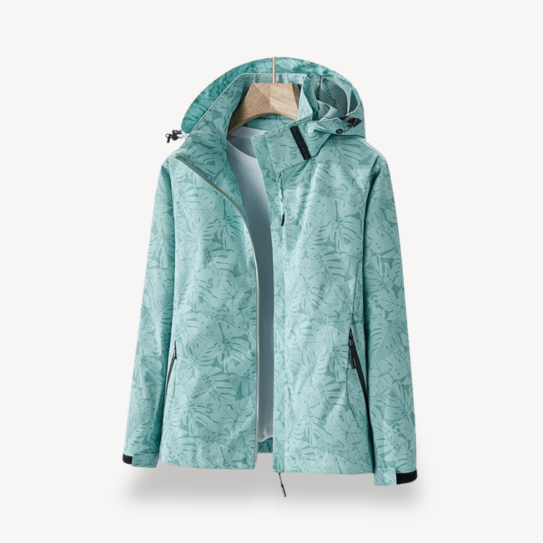 Waterproof Rain Jacket for Women - Leaf Pattern