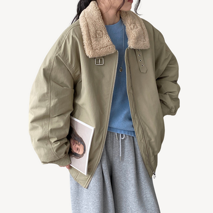 Women's Puffer Jacket Shearling Collar Warm