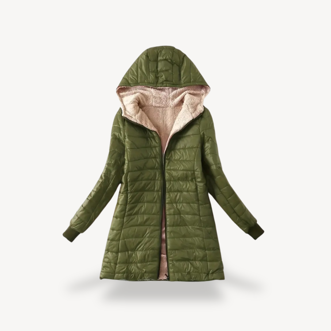 Women's Hooded Puffer Winter Coat with Sherpa Lining