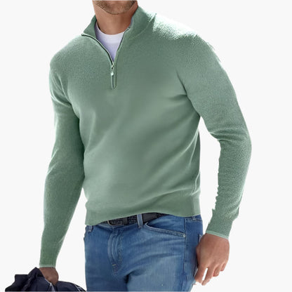 Elegant knitted sweater with zipper