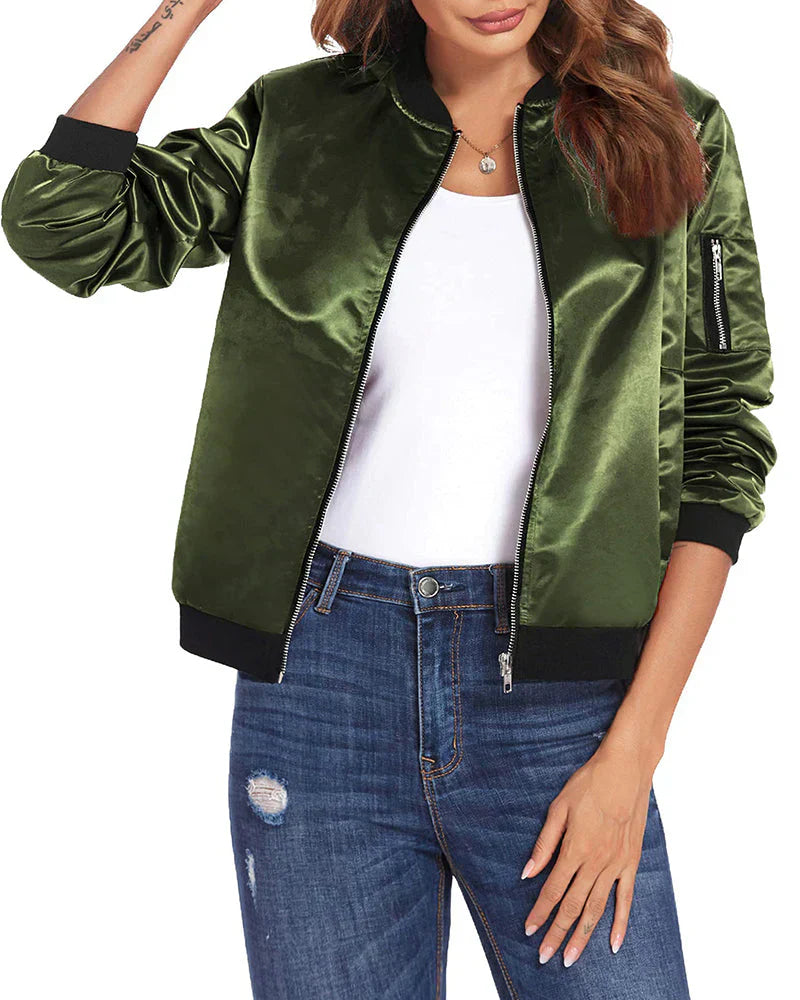 Stylish full-zip bomber jacket with side pockets