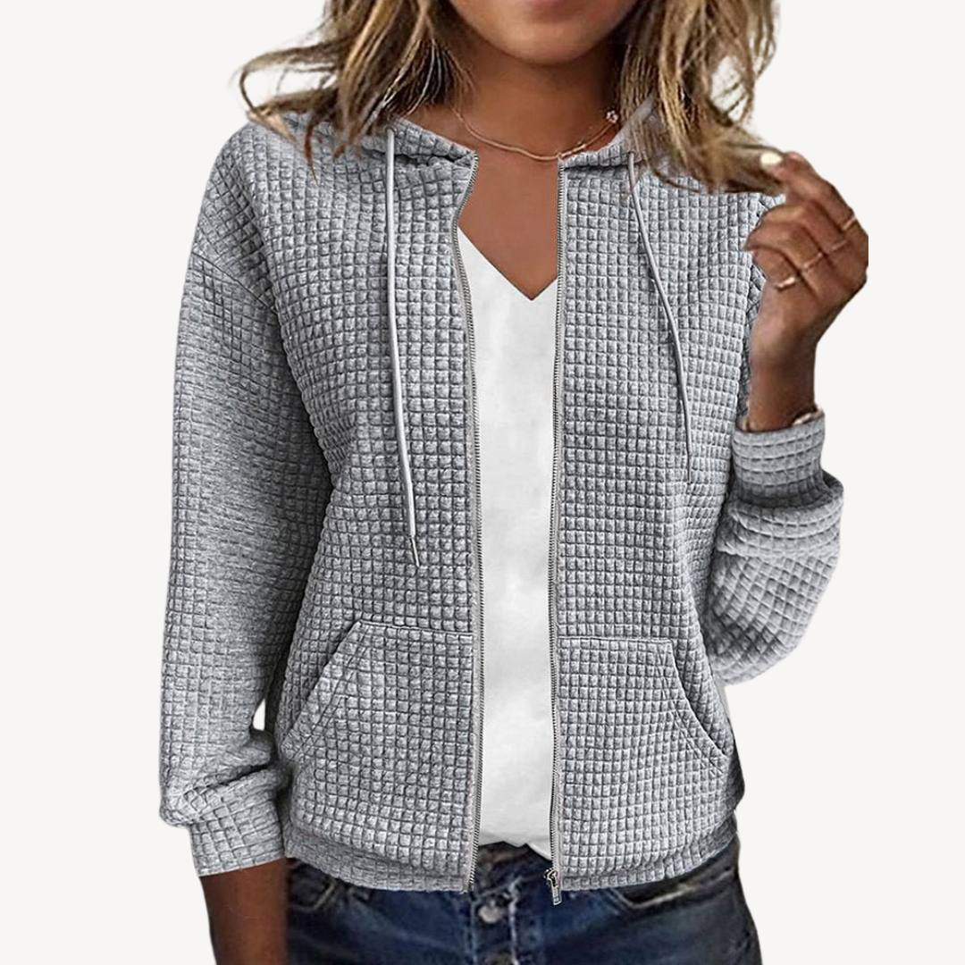 Women's Waffle Knit Zip-Up Hoodie