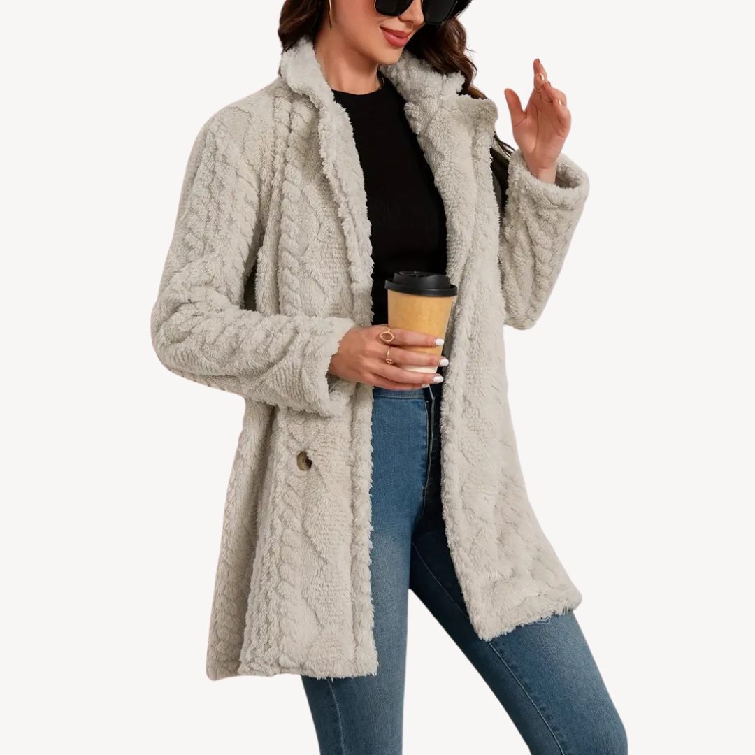 Women's Faux Fur Coat Double Breasted Elegant