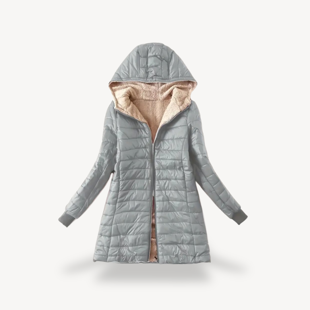 Women's Hooded Puffer Winter Coat with Sherpa Lining