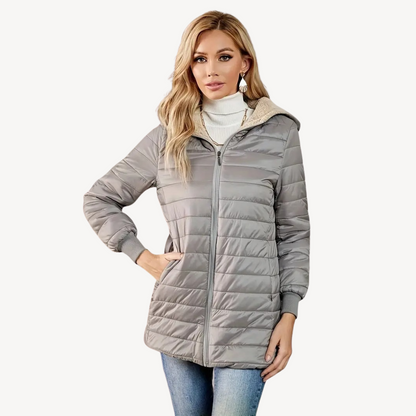 Women's Quilted Jacket Faux Fur Lining Warm