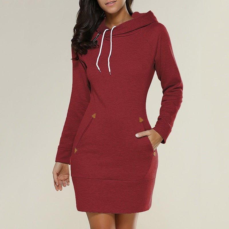 Long Hooded Dress Casual Chic