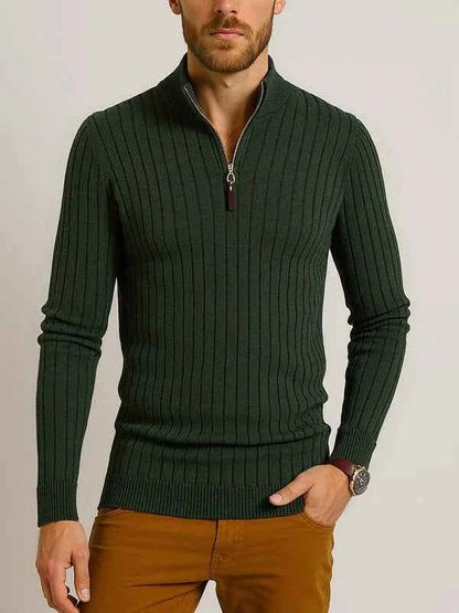 Men's Knitted Jumper with Half-Zip