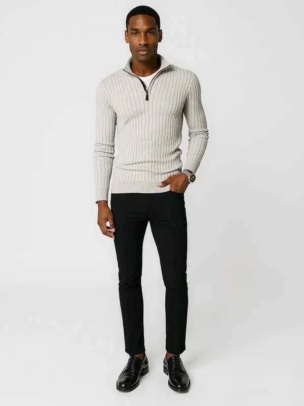 Men's Knitted Jumper with Half-Zip