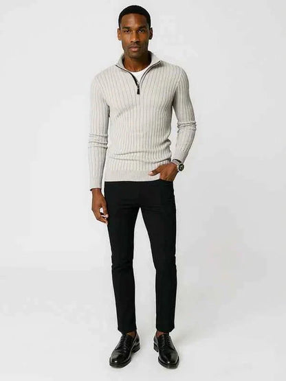 Men's Knitted Jumper with Half-Zip