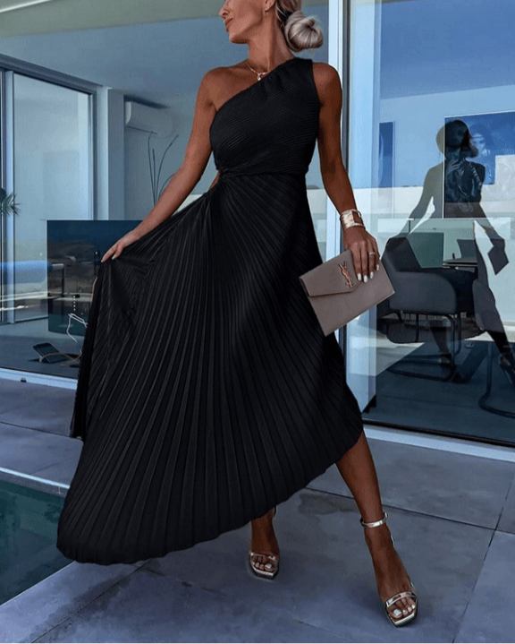 Women's Elegant One-Shoulder Maxi Dress