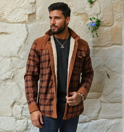 Herren Flanelljacke Holzfäller Look Fleece Isoliert - IdealeKleiden