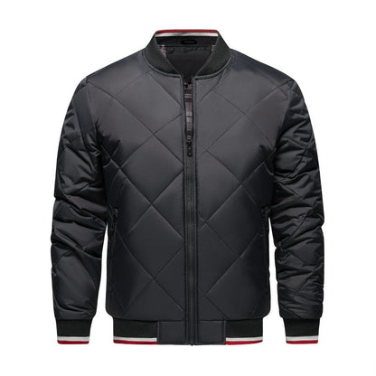 Men's Quilted Diamond Pattern Bomber Jacket