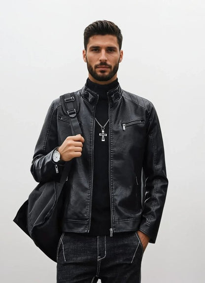 Stylische Lederjacke Modern Freizeit - IdealeKleiden