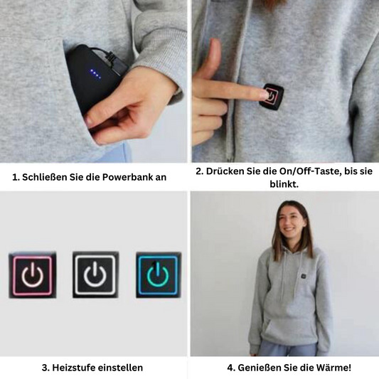 Beheizte Unisex Hoodie Warm Isoliert - IdealeKleiden