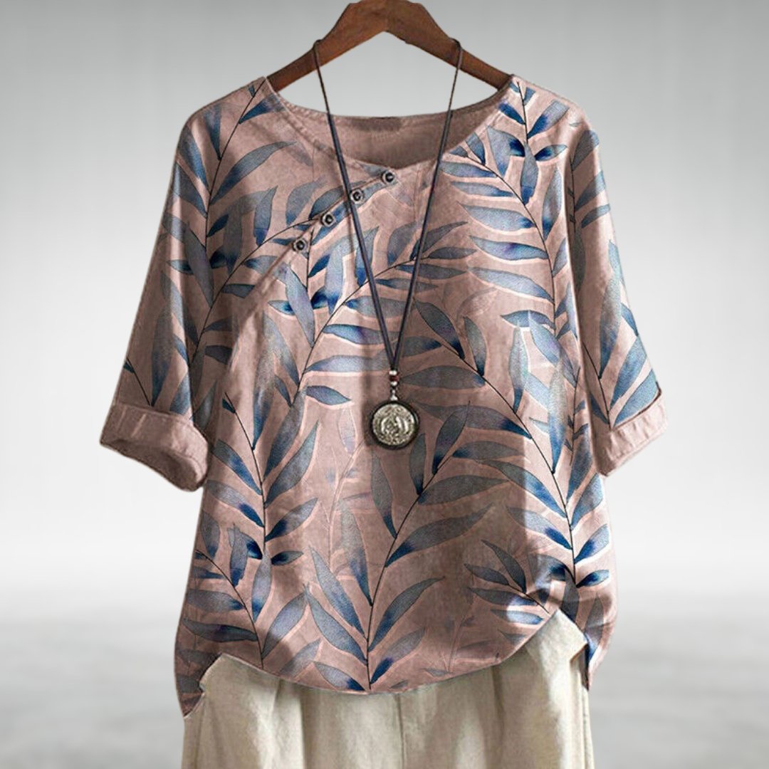 Women's Elegant Floral Blouse with Buttons