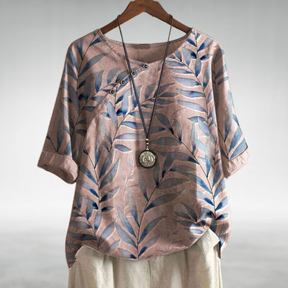 Women's Elegant Floral Blouse with Buttons