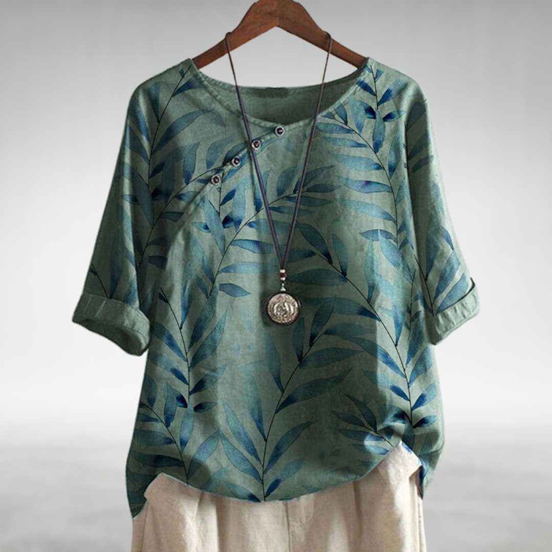 Women's Elegant Floral Blouse with Buttons