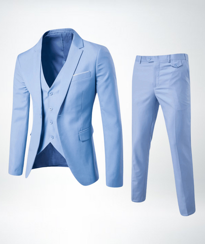Elegant Dress Slim Fit Wool Blend Lapel Collar Three-piece