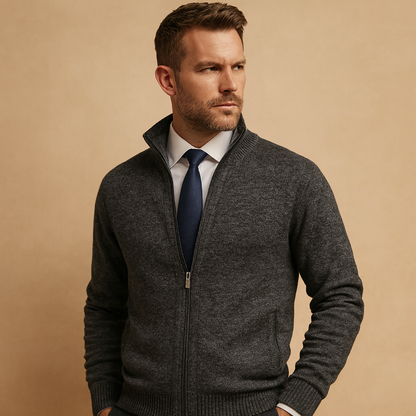 Men's Zipper V-Neck Sweater