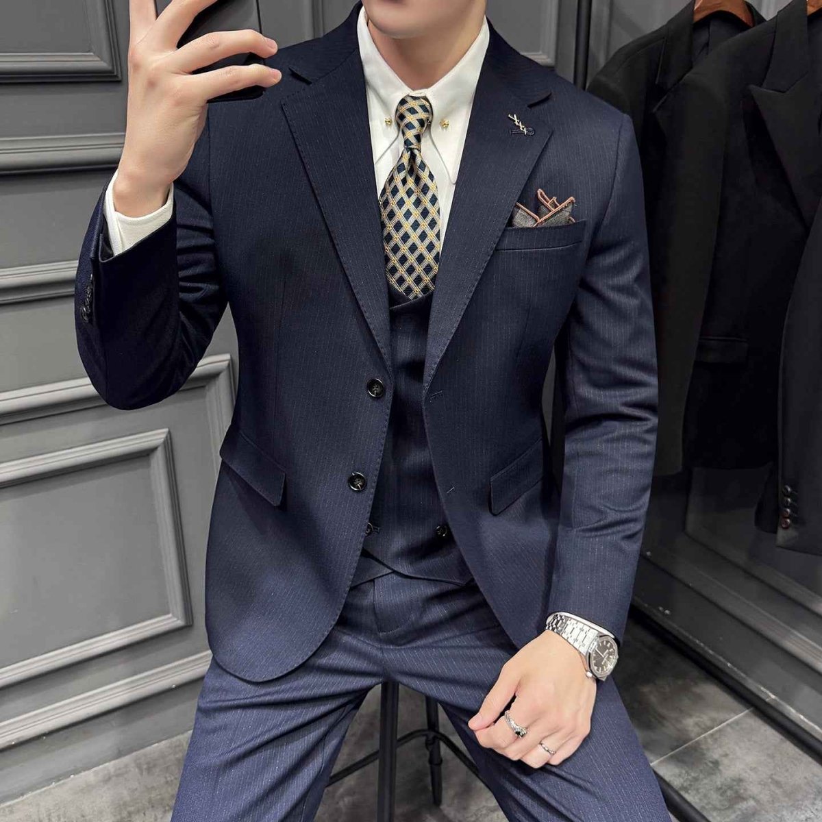 Herren Business Anzug Streifen - IdealeKleiden
