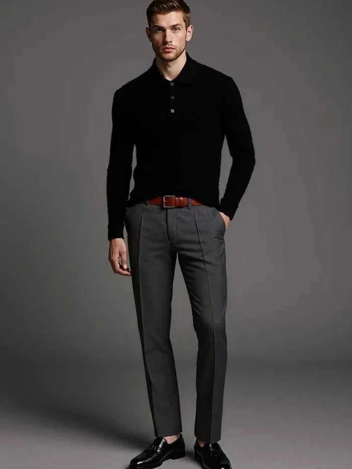 Men's Elegant Button-Up Pullover