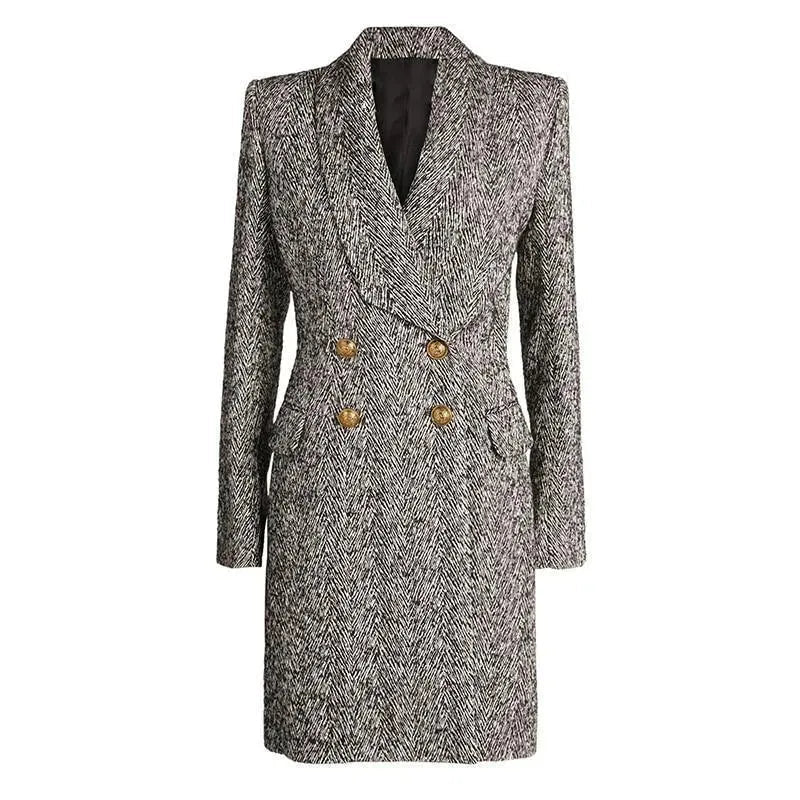 Stylish Herringbone Winter Coat for Women