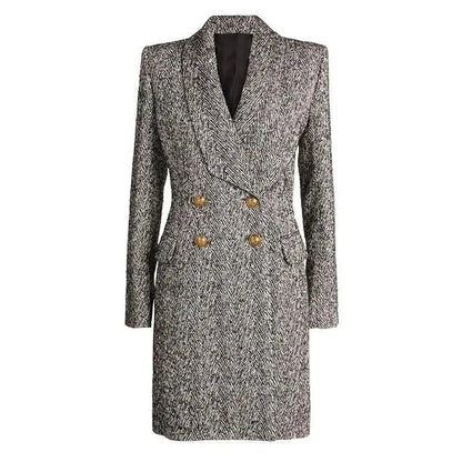 Stylish Herringbone Winter Coat for Women