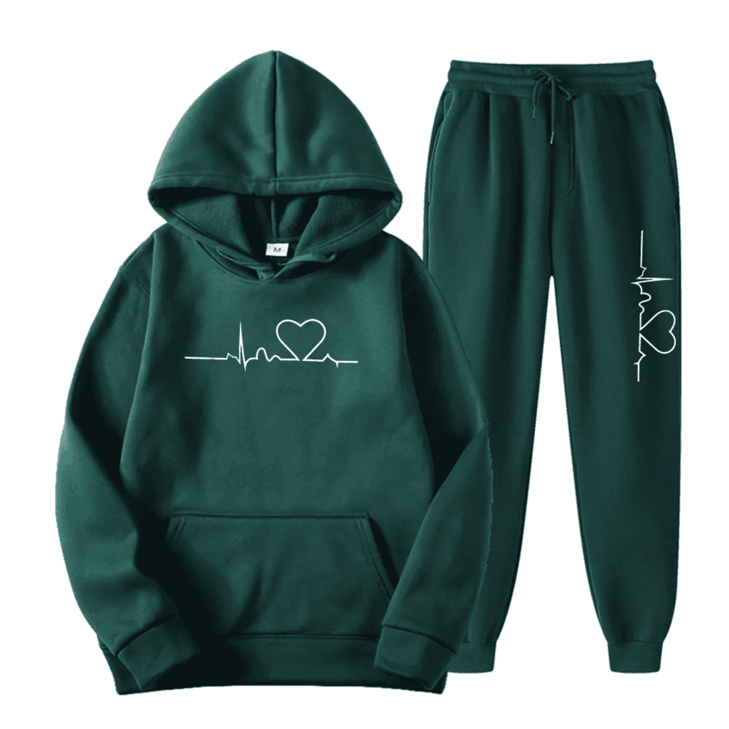 Women's Sports Tracksuit Heart Design Hoodie Jogging Pants Set