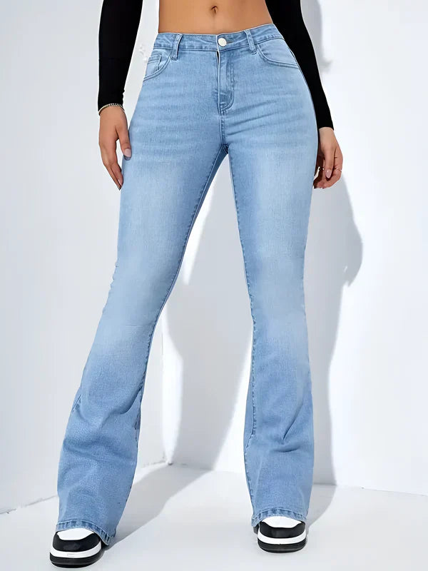 High-Waisted Women's Jeans with Flare Leg and Stretch