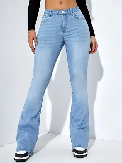 High-Waisted Women's Jeans with Flare Leg and Stretch