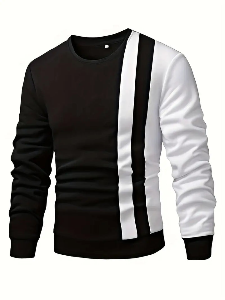 Herren Pullover Farbblock Rundhals Modern - IdealeKleiden