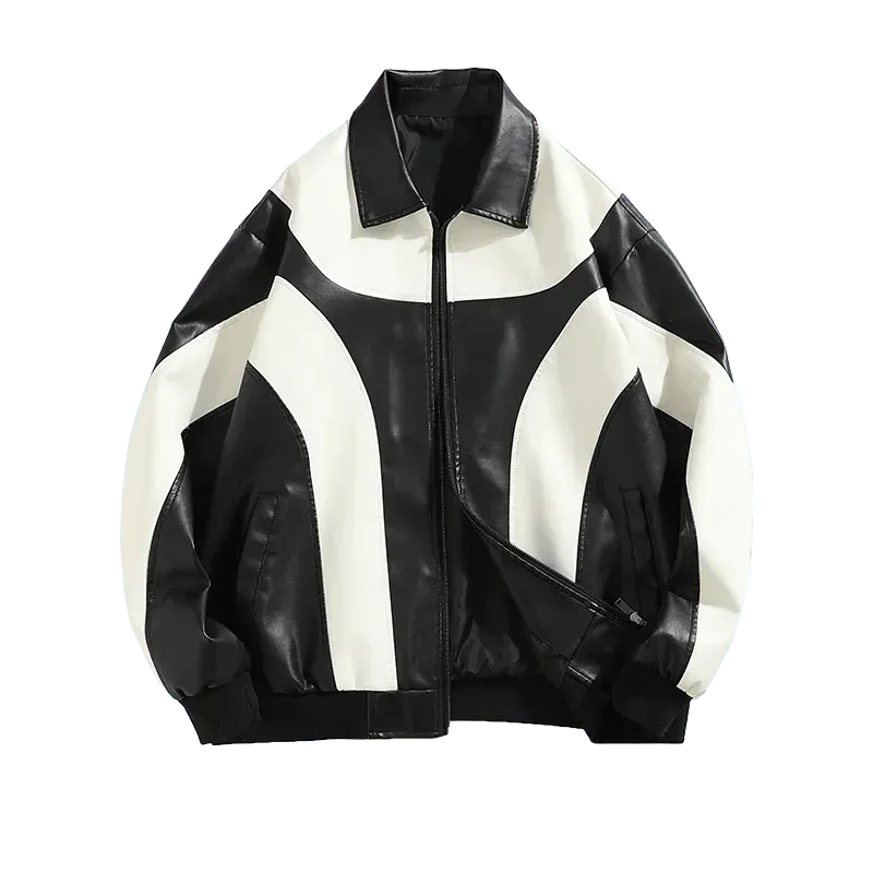 Trendy Men's Faux Leather Bomber Jacket