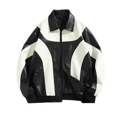 Trendy Men's Faux Leather Bomber Jacket