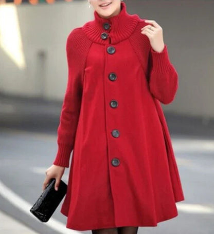 Patchwork Winter Coat for Women, Long Sleeve