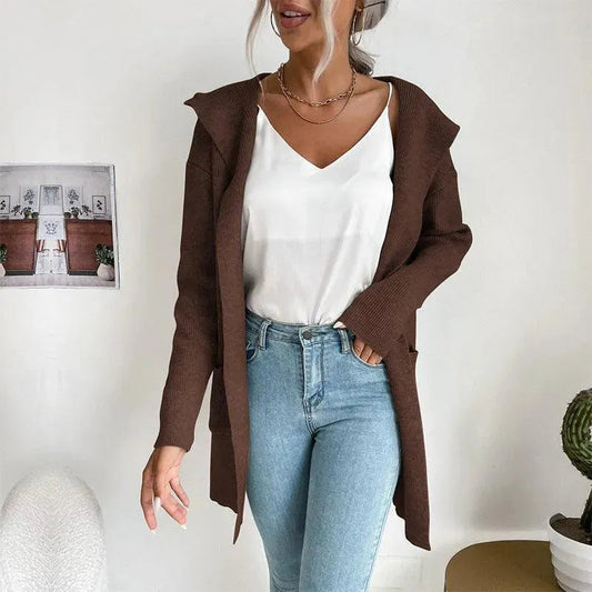 Elegante Damen Strickjacke Pullover mit Feinem Muster - IdealeKleiden