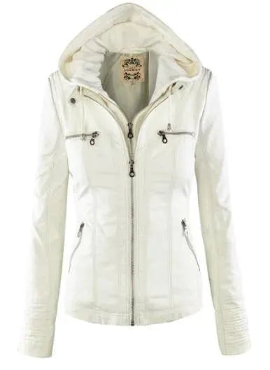 Stylish Leather Jacket Women Hooded