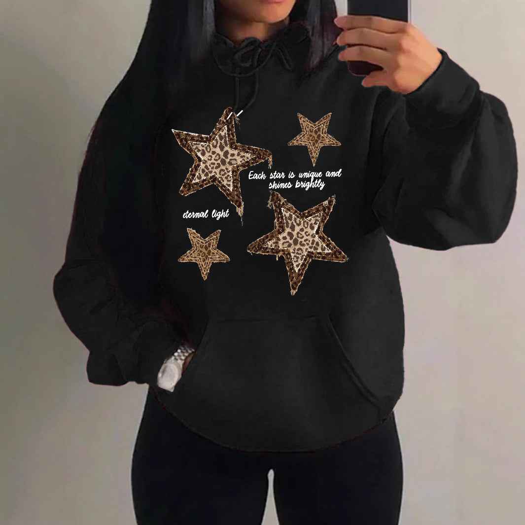 Damen Hoodie Sternenmuster Trendy - IdealeKleiden