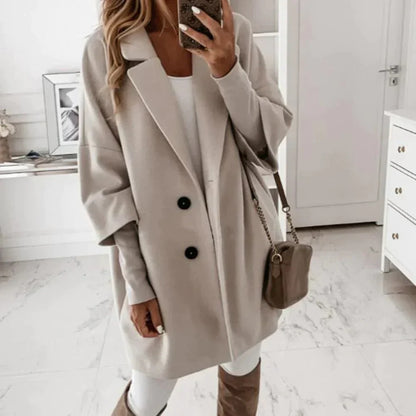 Women's long coat wool blend fitted classic