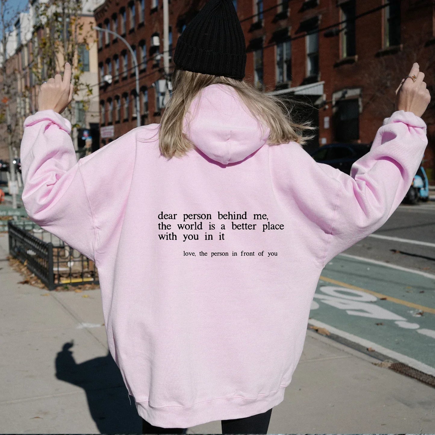 Fashionable hoodie with lettering Trendy design