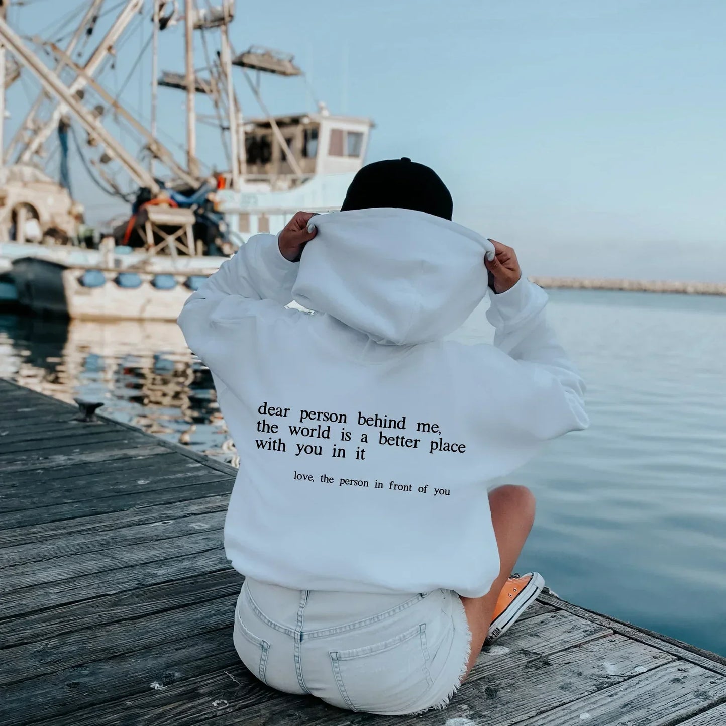Fashionable hoodie with lettering Trendy design