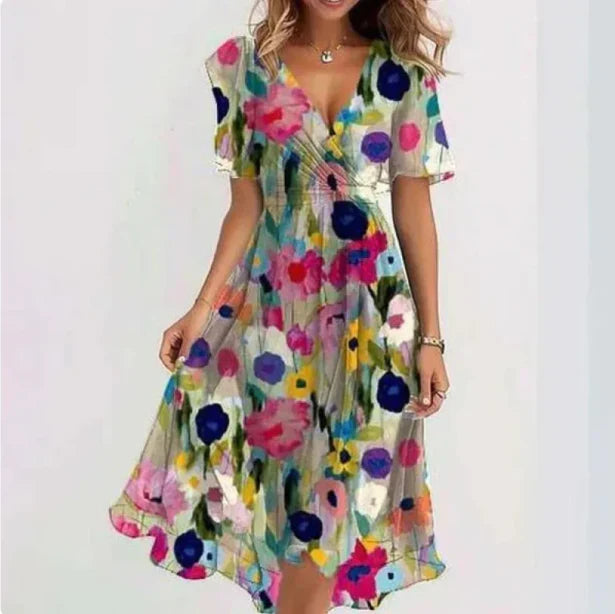Women's Floral Print Wrap Summer Dress
