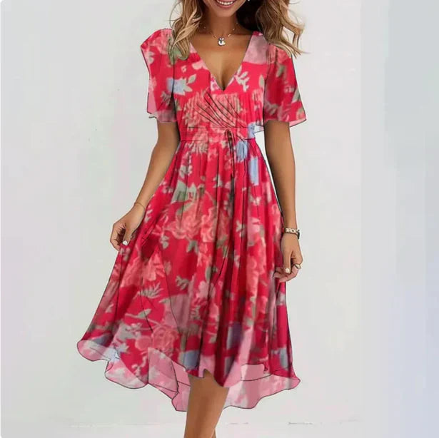 Women's Floral Print Wrap Summer Dress