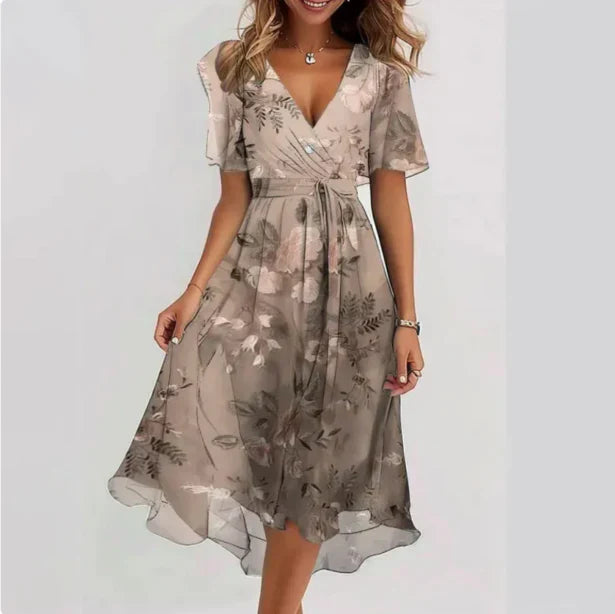 Women's Floral Print Wrap Summer Dress