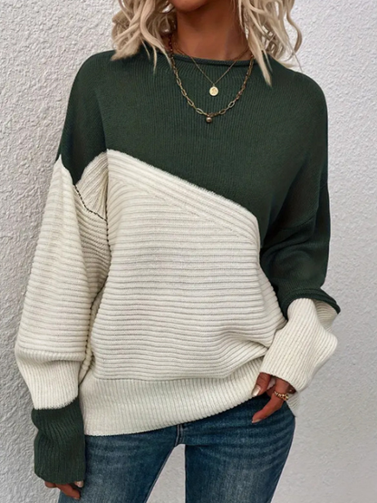 Women's Knitted Jumper Autumn Two-Tone Trendy