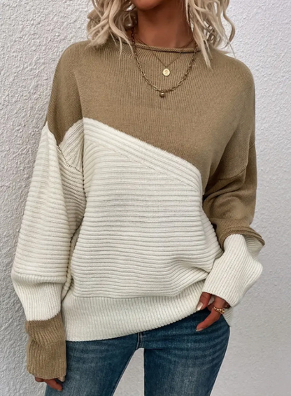 Women's Knitted Jumper Autumn Two-Tone Trendy