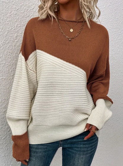 Women's Knitted Jumper Autumn Two-Tone Trendy